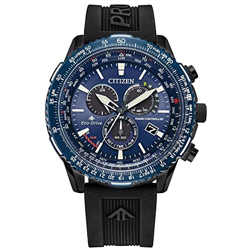 Citizen Eco-Drive Pilot Chronograph Watch with Atomic Timekeeping Black/Blue