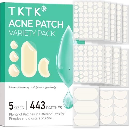 TKTK 443 Count Pimple Patches for Face, Hydrocolloid Acne Cover Patch Bulk