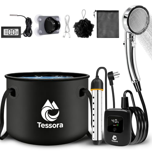 Tessora Portable Camping Shower with Head & Heater, Outdoor Shower Kit