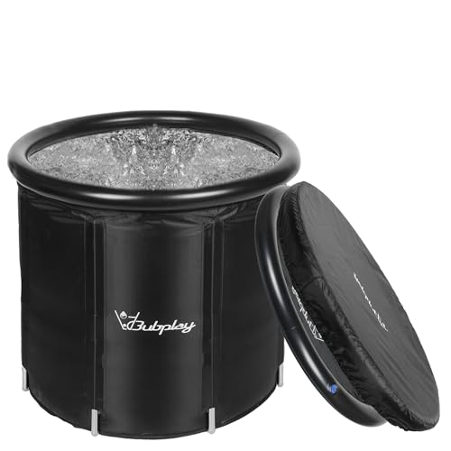 Bubplay Ice Bath Cold Plunge Tub with Cover for Indoor Outdoor for Recovery, Cold Water Therapy, Athletes & Adults -105 Gallons, Black, XL