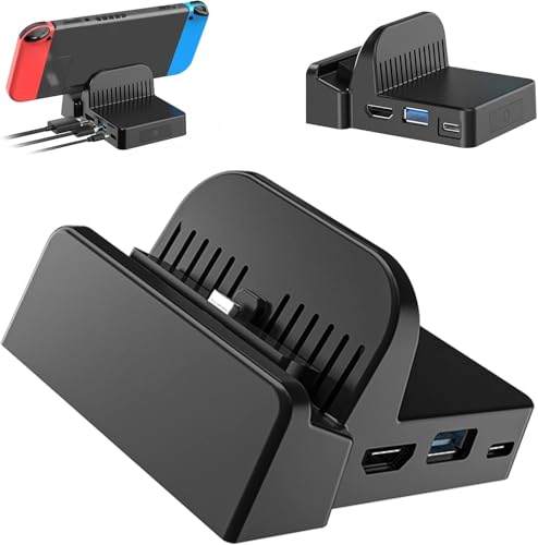 Portable Dock Station for Nintend0 Switch/Switch OLED, Switch TV Dock with 4K HDMI Video Output, Multiple USB Ports, Compact and Portable Design, Cooling System