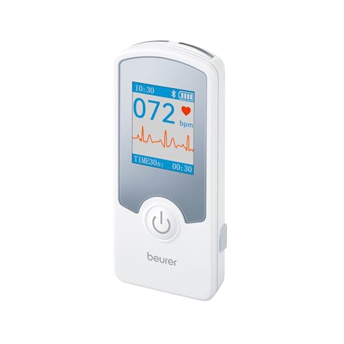 Beurer Cardio Companion EKG Monitor - 3-Lead Portable ECG Machine, Detects Irregular Heart Rhythms, Fast Results in 30 Seconds, Bluetooth with App, Rechargeable Battery, ME75