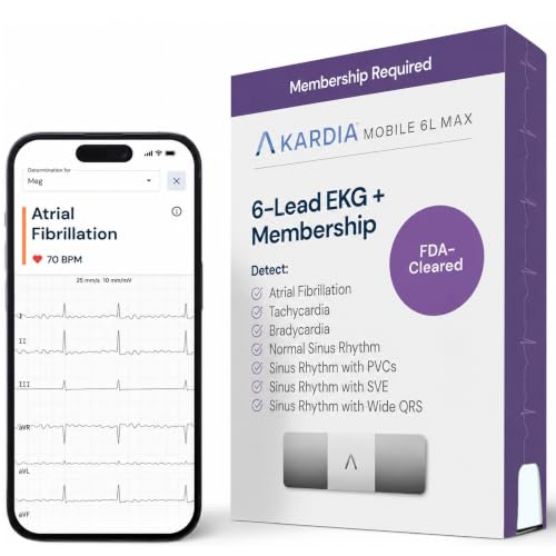 KardiaMobile 6L Max 6-Lead EKG + One-Year Membership, Unlimited Recordings