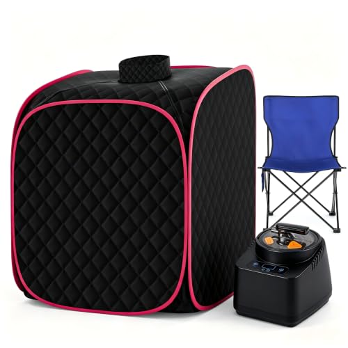 FniOk Portable Steam Sauna at Home, 9 Levels Heating, Sauna Tent for Home with Steamer and Folding Chair, Sauna for Relaxation, Detoxification, Spa