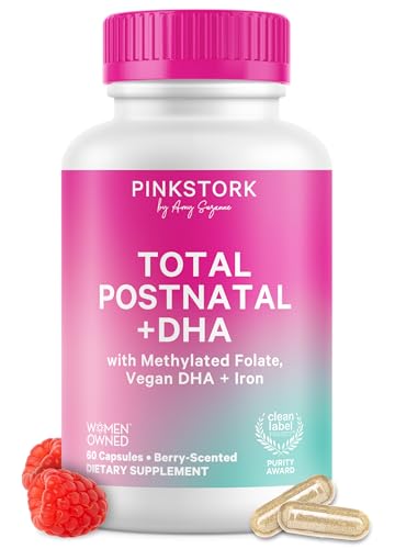 Pink Stork Total Postnatal Vitamins for Women, 60 Capsules, Berry