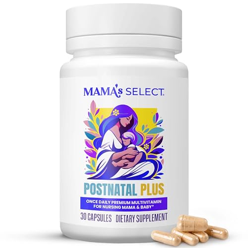 Mama's Select Postnatal Vitamins for Women – Postpartum Multivitamin for Recovery, Energy, Hair & Milk Supply – MTHFR-Friendly Methylated Folate, No Biotin, Vegan – 30 Capsules