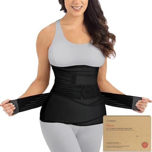 3 in 1 Postpartum Belly Support Recovery Wrap Band (Midnight Black, M/L)