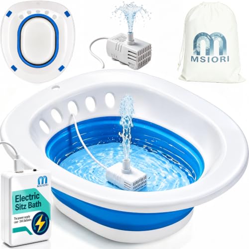 Msiori Electric Sitz Bath for Toilet Seat - Suitable for Pregnant Women and Perineal Care, Hemorrhoids, Sits Bath Kit for Women, Perineal Soaking - Yoni Steam Seat - Collapsible - Navy