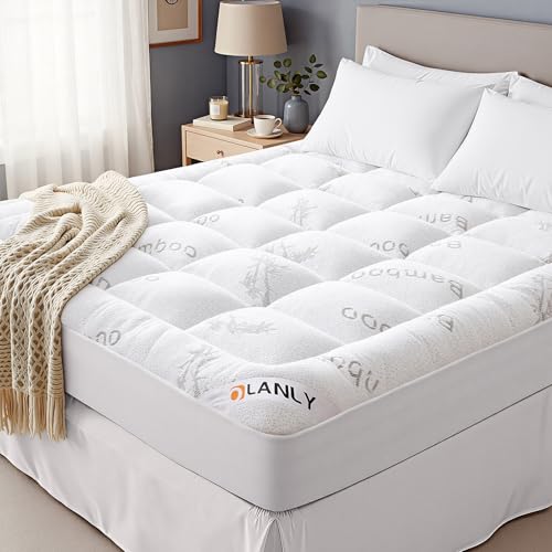 OLANLY King Bamboo Viscose Cooling Mattress Topper, White