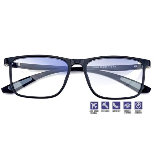 Distance Nearsighted Glasses For Men,Women Near Sighted Vision Driving Farsighted Eyeglasses,Mens Nearsight Myopia See Far Sight Computer Eye Glass,Cheaters Anti Blue Light Blocking TR90 Frame -1.0