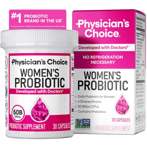 Physician's CHOICE Probiotics for Women - PH Balance, Digestive, UT, & Feminine Health - 50 Billion CFU - 6 Unique Strains for Her - Organic Prebiotics, Cranberry Extract+ - Women Probiotic - 30 CT