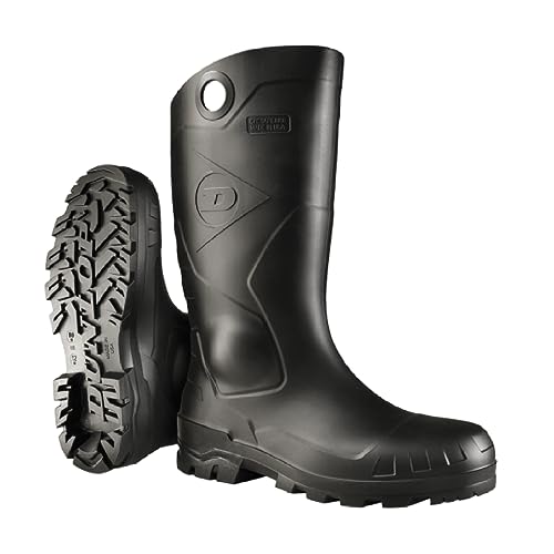 DUNLOP Chesapeake Rubber Boots for men and women, Plain Toe, Black, Size 11
