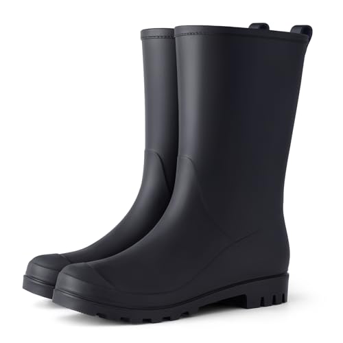 Asgard Women's Mid Calf Rain Boots Waterproof Garden Slip on Rubber Boots