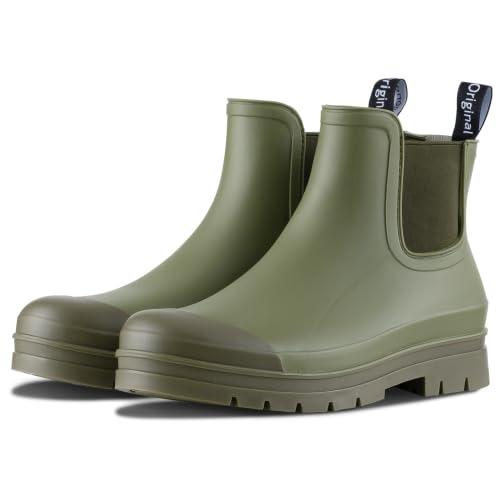 planone Fashion Short Rain Boots for Women Waterproof Chelsea Ankle Boots