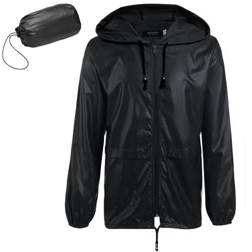 COOFANDY Men's Lightweight Waterproof Raincoat Hiking Travel Shell Breathable Rain Jacket
