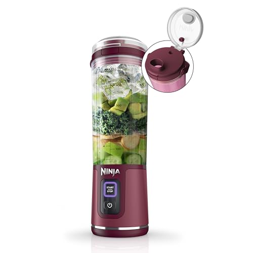 Ninja Blast Portable Blender, Cordless, 18oz Vessel, Cranberry Red, BC151CR | USB-C rechargeable, cordless blending anywhere. BlastBlade crushes ice & frozen fruit. Leakproof sip lid, dishwasher safe.
