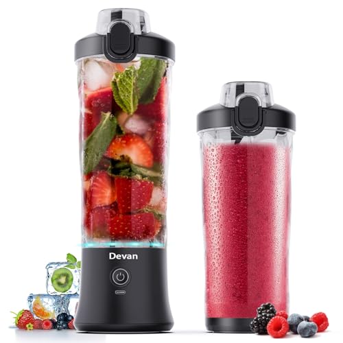 Portable Blender, Shakes and Smoothies 20 Oz Electric Protein Shaker Bottle, USB-C Rechargeable, Mini Small Cordless Blender Cup Kitchen Travel Gym.