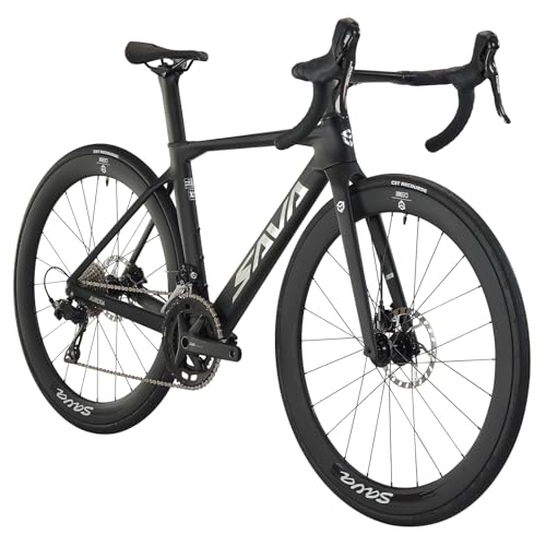 SAVADECK A7L Carbon Road Bike, T800 Carbon Fiber Frame 700C Racing Bicycle with Shimano 105 R7100 24 Speed Groupset and Hydraulic Disc Brake, Ultra-Light Carbon Bike for Man and Women(Black,51cm)