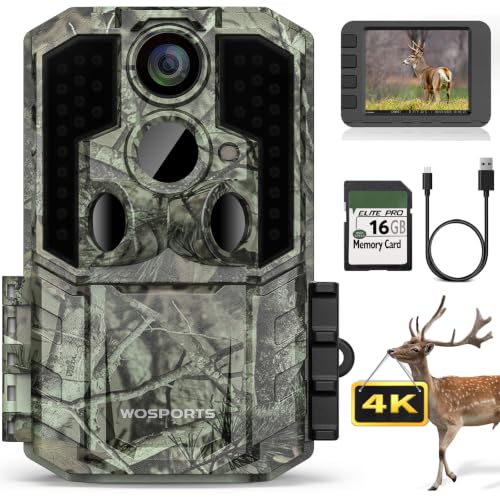 WOSPORTS Trail Camera (Non-Cellular Non-WiFi) 56MP 4K 0.2S Trigger Motion Activated