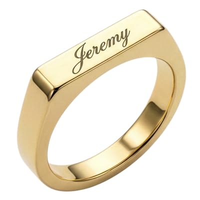 Custom Signet Rings for Women, Engraved Name Rings with Roman Numerals
