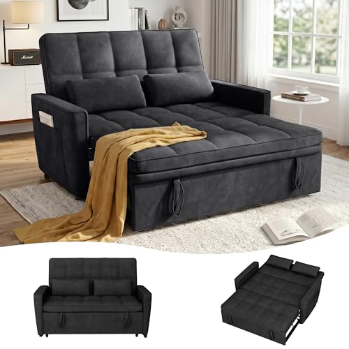 tiramisubest 54 Sleeper Sofa Bed Black Loveseat