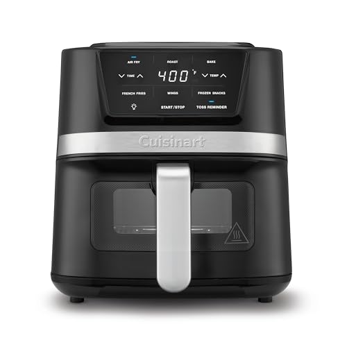 Cuisinart Air Fryer, 2.6-Quart Compact Basket Fryer with 3 Cooking Functions to Air Fry, Roast, and Bake, 3 Airfryer Presets, Dishwasher-Safe Parts, AIR-80, Stainless Steel & Black