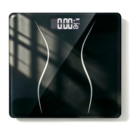 Bathroom Scale for Body Weight, 6mm Tempered Glass Digital Scale with Backlit LCD, Slim Waist Design 180kg/397lb