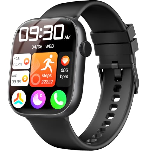 KIPTUMTEK Smart Watch for Women Men, Fitness and Sleep Trackers with 1.83" HD Touchscreen, Bluetooth Calling Smartwatch for Android/iOS, IP67 Waterproof Multi-Sport Modes Pedometer, Jet Black