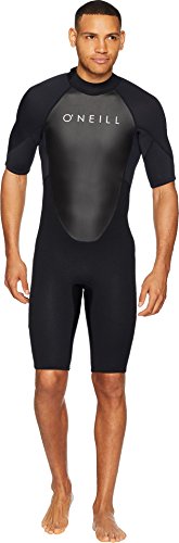 O'Neill Men's Reactor-2 2mm Back Zip Short Sleeve Spring Wetsuit, Black/Black, L