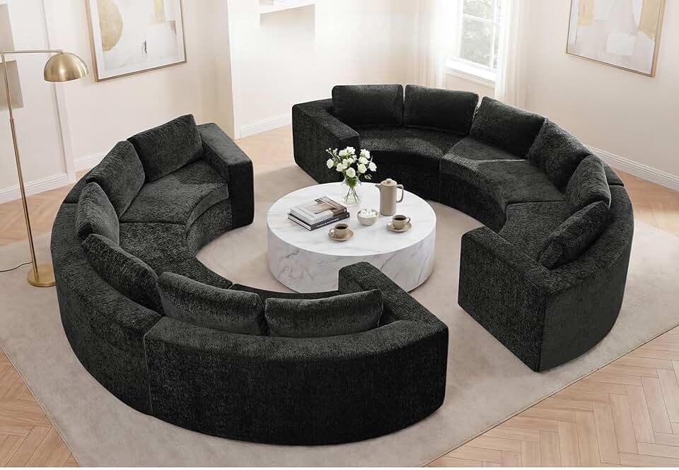 Oversized Half Moon Couch Sets with Deep Seat