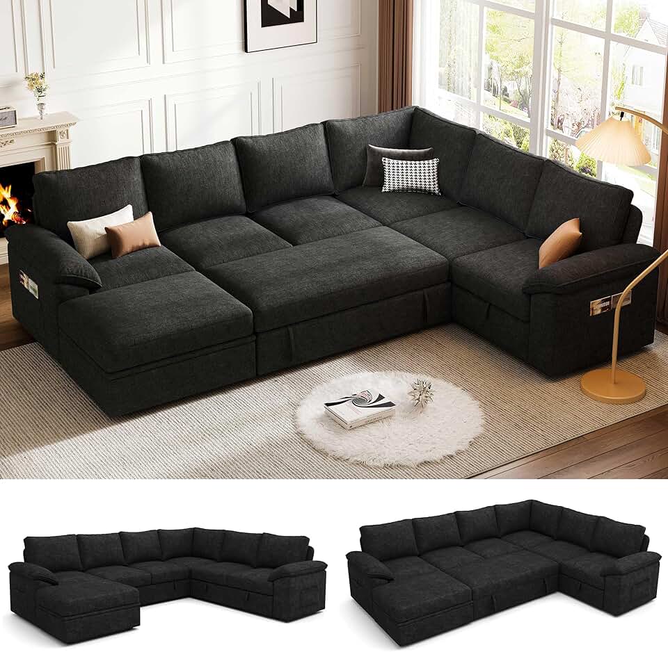 108 Inch Modular Sectional Sofa with Pull Out Bed