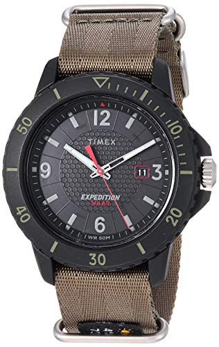 Timex Men's Expedition Gallatin Solar 44mm Watch, Green Slip-Thru Strap