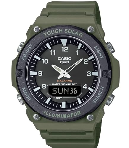 Casio AQ-S820W Series | Black/Green | Tough Solar | World Time | LED Illuminator | Ana-Digital Watch