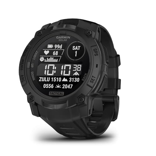 Garmin Instinct® 3 Tactical, Solar, 45mm, Black | Outdoor GPS Smartwatch, Solar Charging, Dedicated Tactical Features, Metal-Reinforced Bezel, Built-In Flashlight