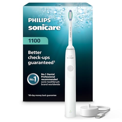 PHILIPS Sonicare 1100 Rechargeable Electric Toothbrush, 1 Brush Head, White