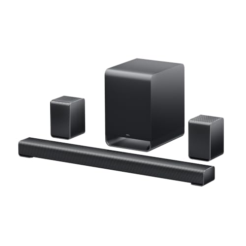 TCL S65K S Series 5.1 Channel Soundbar System with Dolby Atmos, DTS:X, Wireless Subwoofer, Wireless Surround Speakers, Bluetooth Music Streaming, and AI Sonic Auto Room Calibration