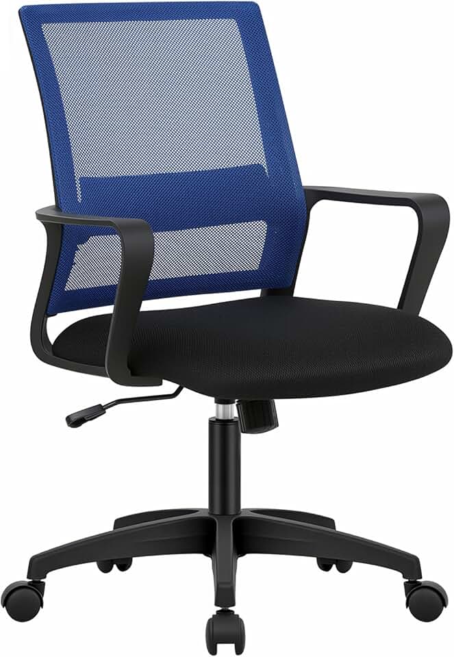 Gaming Chair Ergonomic Computer Chair Office Chair Video Game Chairs with Lumbar Support Desk Chair Armrest Mid Black Cushion Swivel Rolling Chair with Wheels for Home Office Blue