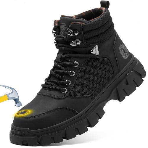 Waterproof Steel Toe Boots For Men-6 Inch Comfortable Mens Safety Work Boots,Black,Size 11 men