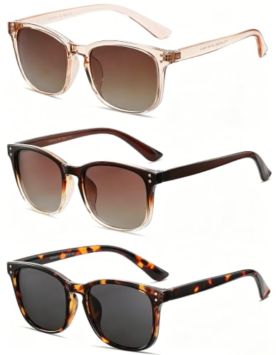 NCLLCE 3 Pack Polarized Sunglasses for Women Classic Retro UV400 Protection