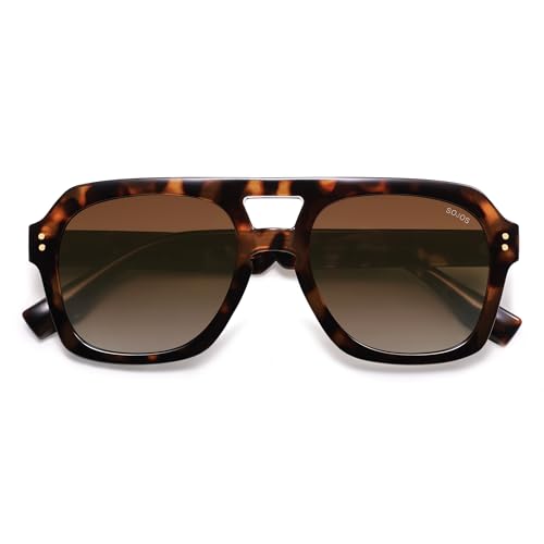 SOJOS Retro Polarized Aviator Sunglasses Womens Mens Brown Tortoise/Brown