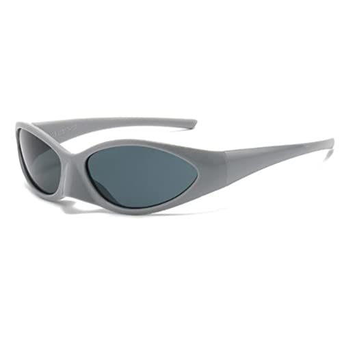 Men's Eagle Beaked Sunglasses Women's Personality Dance Sunglasses Oval Sunshade Sunglasses (Dark Grey Frame Grey Flakes)