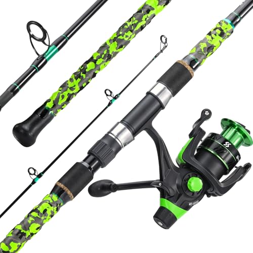 Sougayilang Surf Fishing Rod and Reel Combo Medium/Heavy 3 Piece Travel Spinning Rod with 4000 Size Reel Baitfeeder Combo(10'Green)