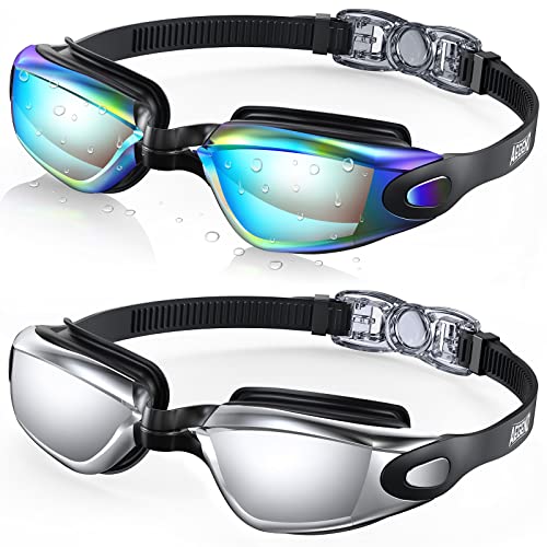 Aegend Swim Goggles 2 Pack for Adult Men Women No Leak with Storage Case