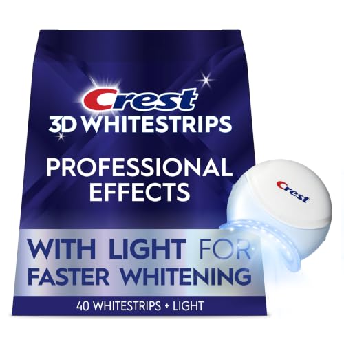 Crest 3D Whitestrips Professional Effects + LED Light – Teeth Whitening Kit, 1 Light + 20 Treatments, Each with 1 Upper/1Lower, 40 Strips – Crest 3DWhite Teeth Whitening Strips
