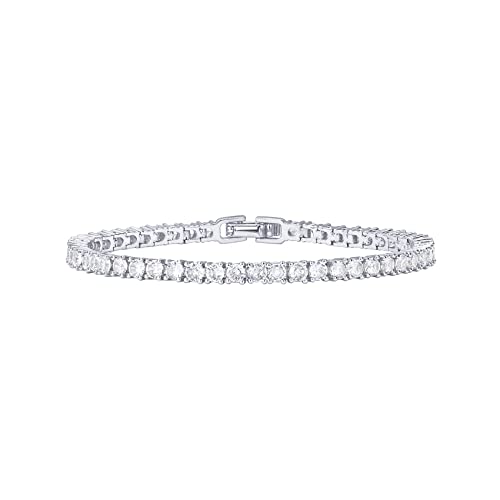 PAVOI Cubic Zirconia Classic Tennis Bracelet for Women, 6.5" White Gold