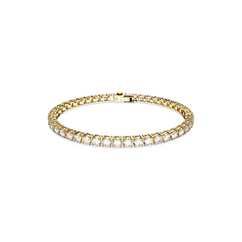 Swarovski Matrix Tennis Bracelet, Round Clear Stones on Gold-Tone Finished Band, Size M