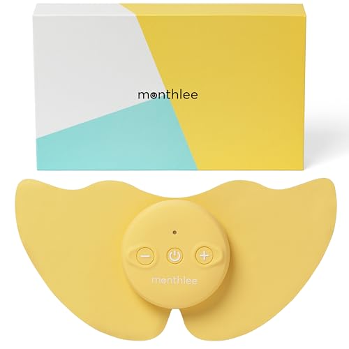 monthlee - Period Cramp Relief Device – Wireless TENS Unit for Menstrual Cramps & Endometriosis Pain, Rechargeable Portable TENS Machine, 6 Modes, 20 Intensities, Reusable Gel Pads