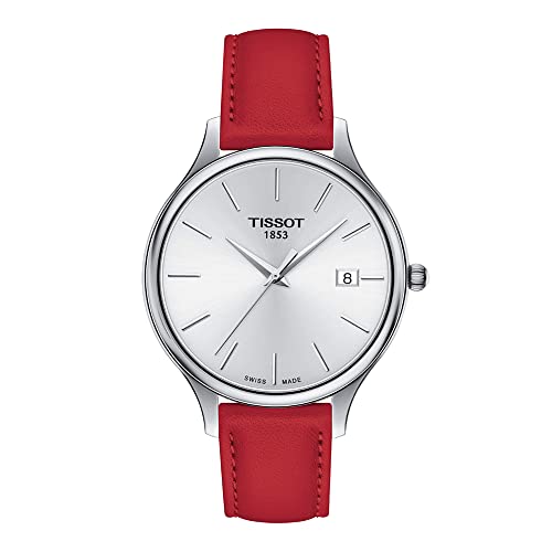 Tissot Womens Bella Ora 316L Stainless Steel case Quartz Watch, Red, Leather, 16 (T1032101603100)