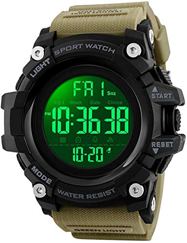 MASTOP Men LED Digital Watch Multifunction Men's Wristwatches Military Outdoor Sports 50M Waterproof Watches (Titanium)