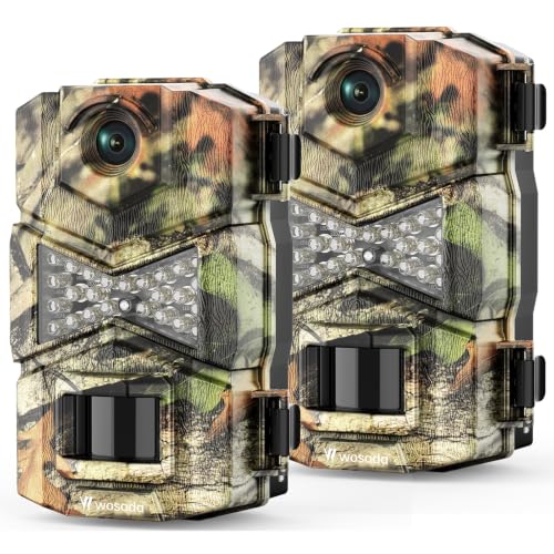 WOSODA 2 Pack Trail Cameras with Night Vision Motion Activated Waterproof,48MP Hunting Game Camera,1080P HD Trail Cam for Wildlife Monitoring,Outdoor Scouting & Security(Non-Cellular Non-WiFi)